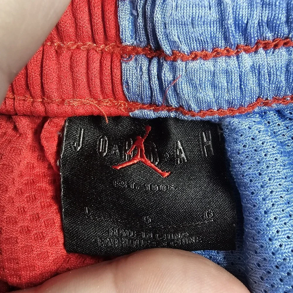 Jordan Basketball Shorts Youth Large Red Blue Mismatch Colorblock Mesh Asymmetri